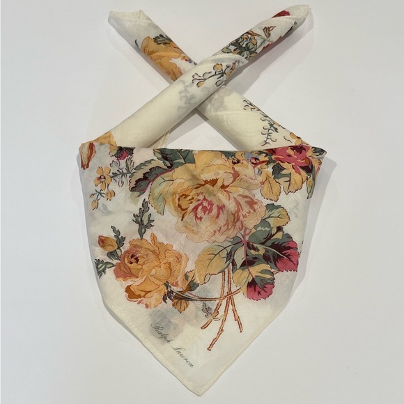 Ralph Lauren Accessories - Ralph Lauren Pink and White Floral Cotton Bandana Scarf